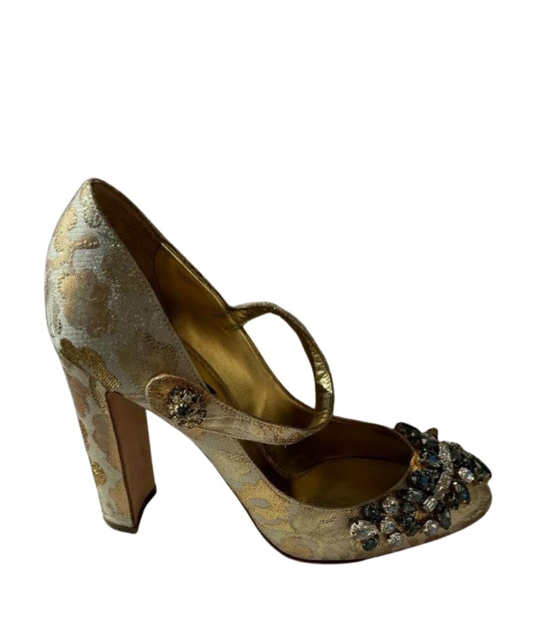 DOLCE&GABBANA Золотые текстильные туфли, фото 1