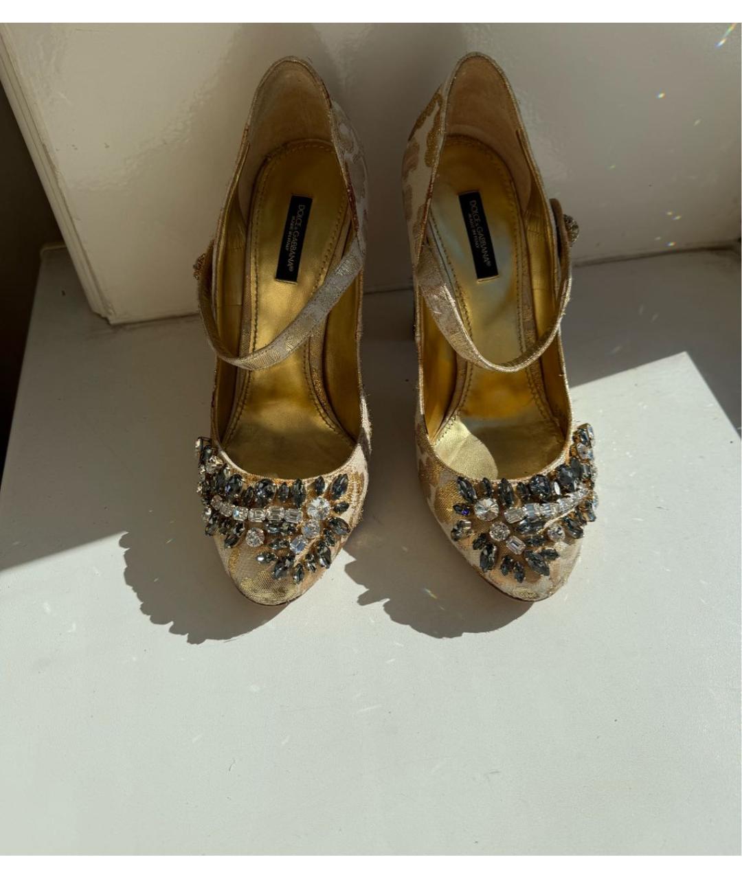DOLCE&GABBANA Золотые текстильные туфли, фото 3