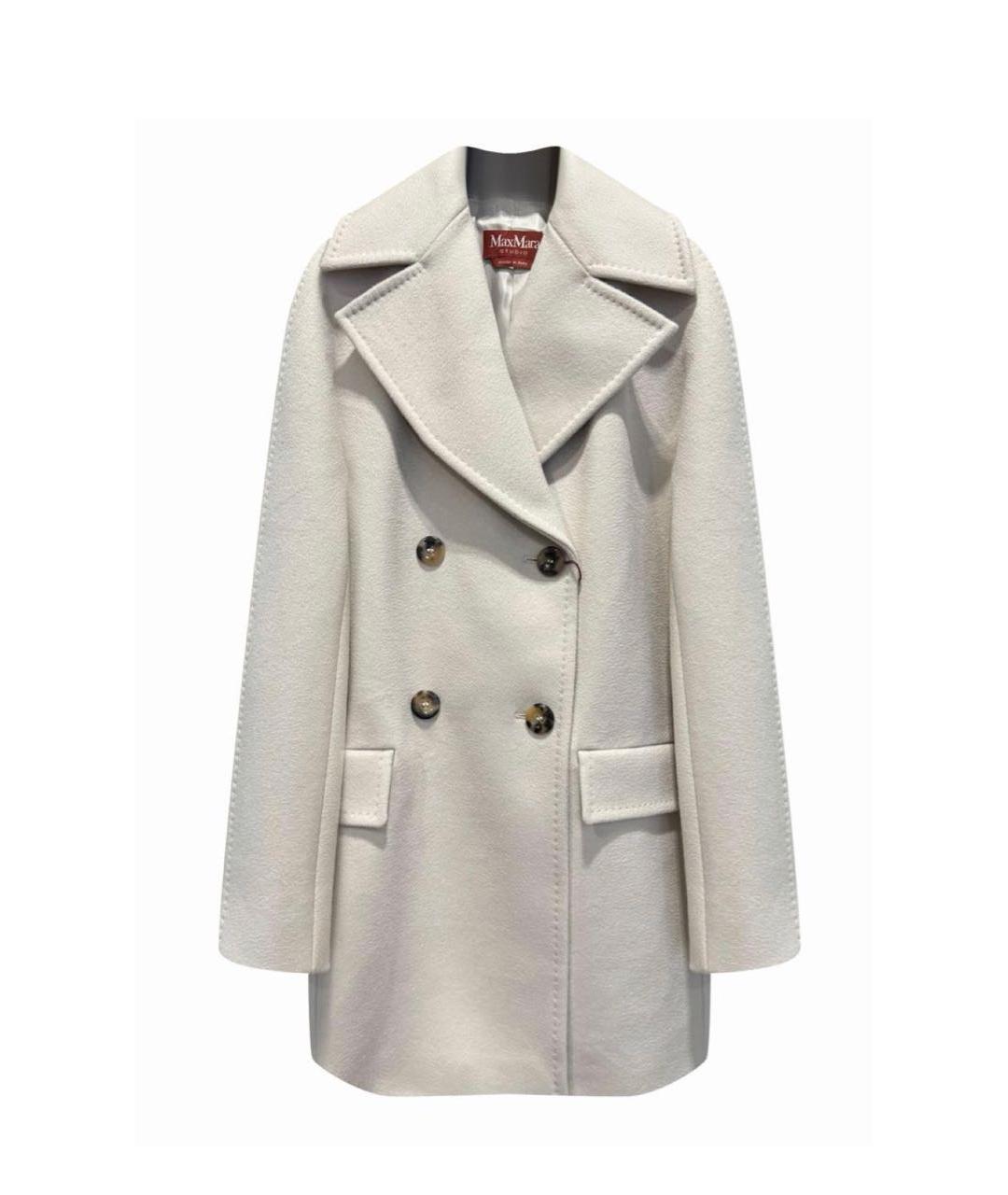 MAX MARA STUDIO Белое шерстяное пальто, фото 5