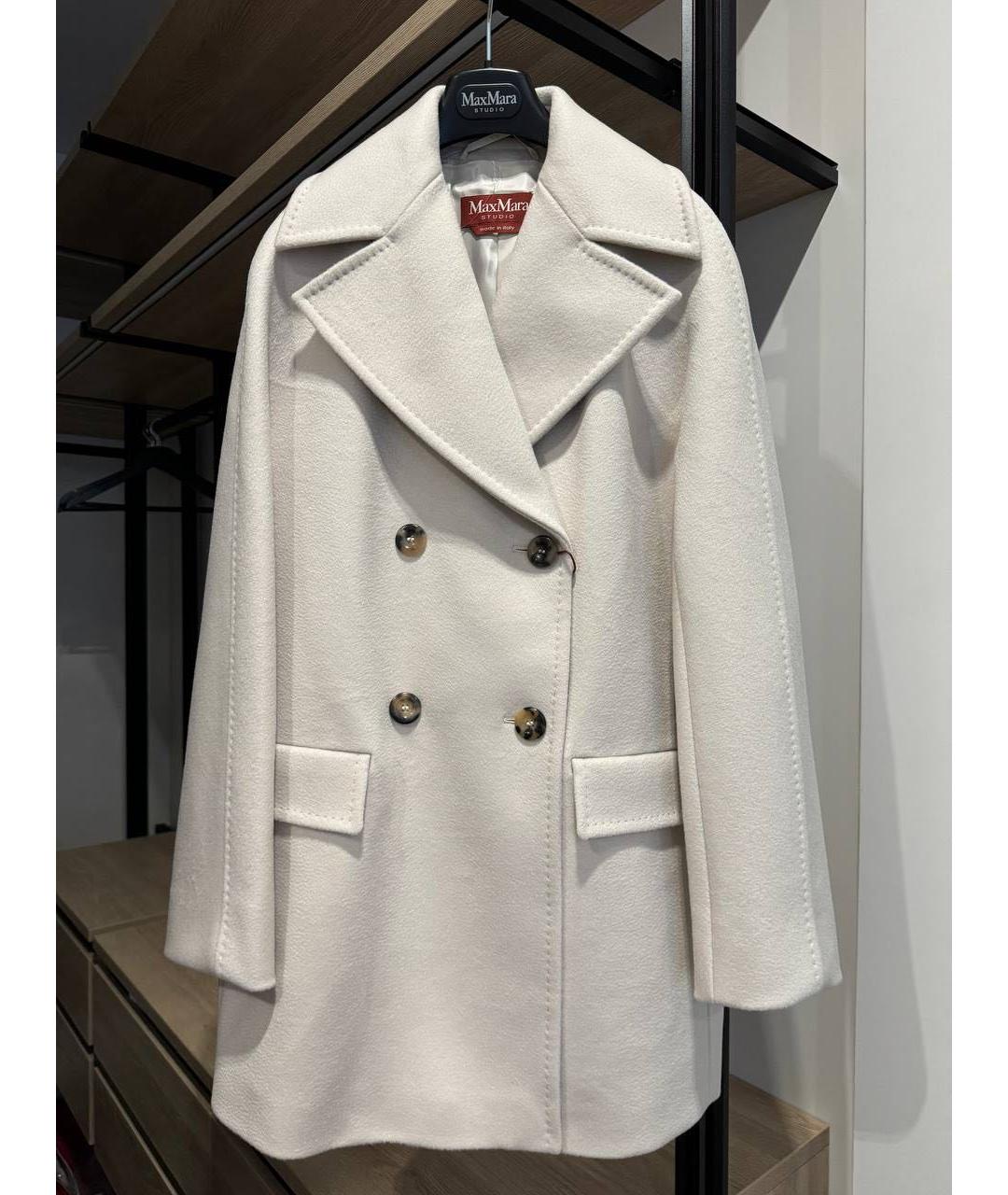 MAX MARA STUDIO Белое шерстяное пальто, фото 6