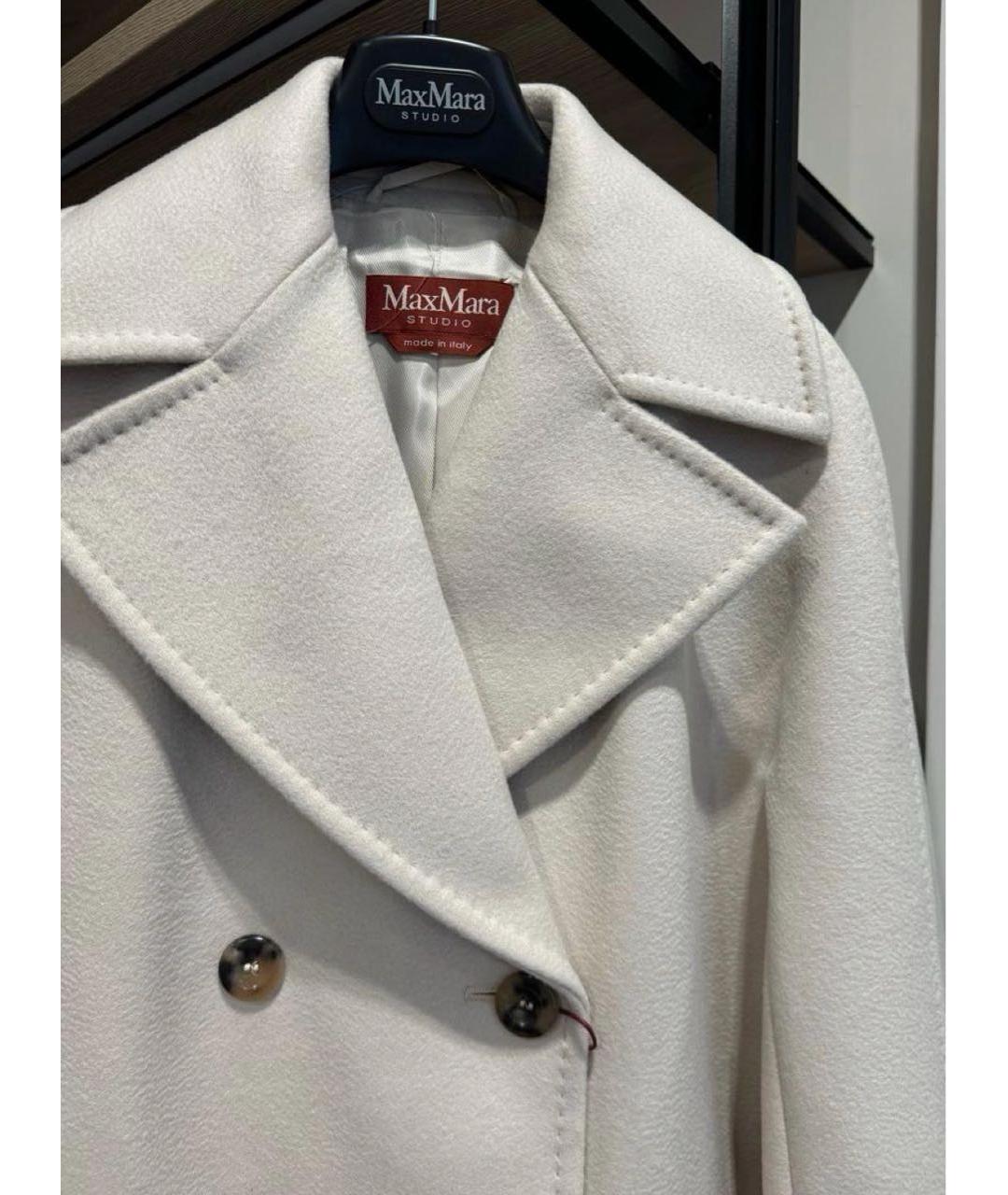 MAX MARA STUDIO Белое шерстяное пальто, фото 4