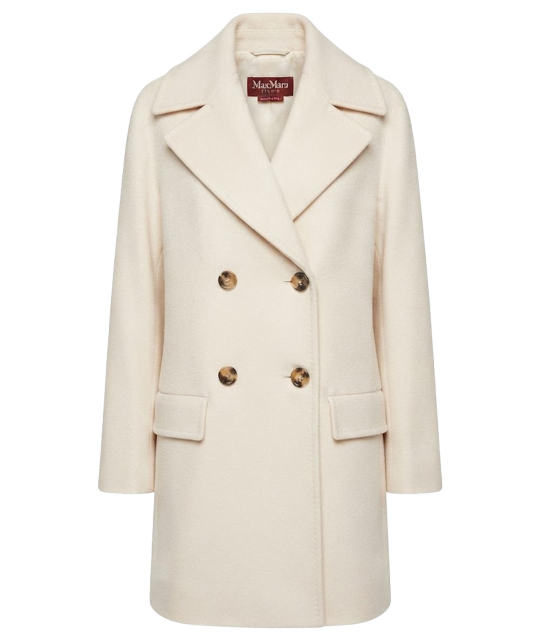 MAX MARA STUDIO Белое шерстяное пальто, фото 1