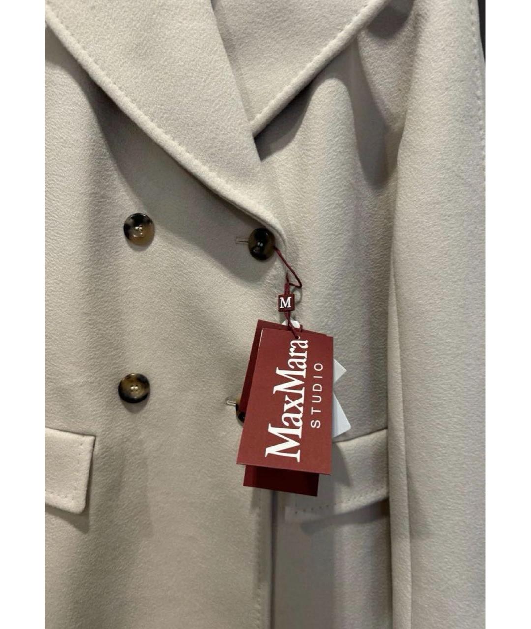 MAX MARA STUDIO Белое шерстяное пальто, фото 3