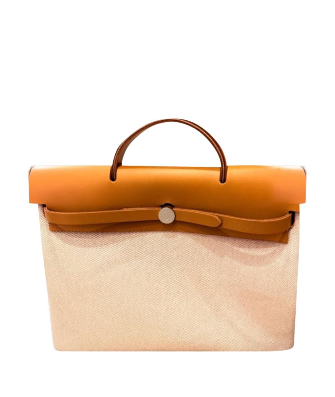 HERMES Оранжевая сумка через плечо из канвы, фото 1