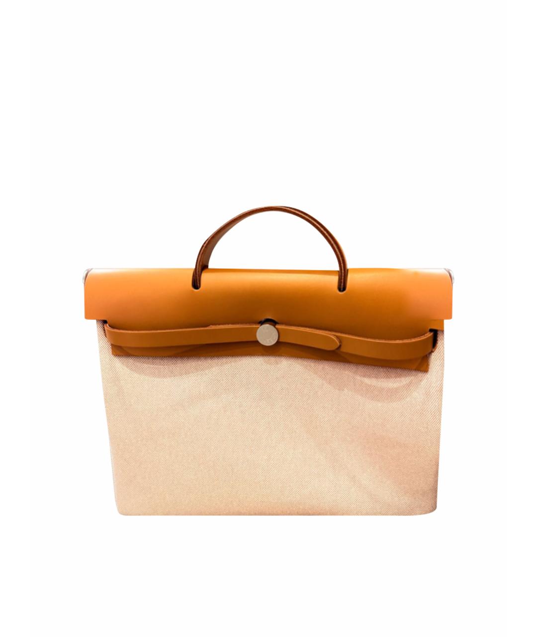 HERMES Оранжевая сумка через плечо из канвы, фото 9