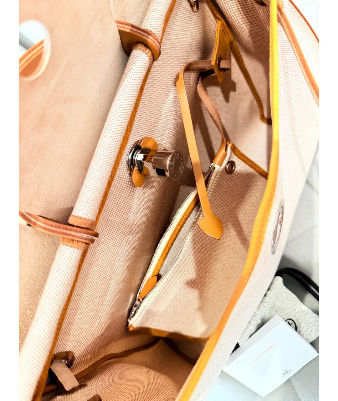 HERMES Оранжевая сумка через плечо из канвы, фото 4