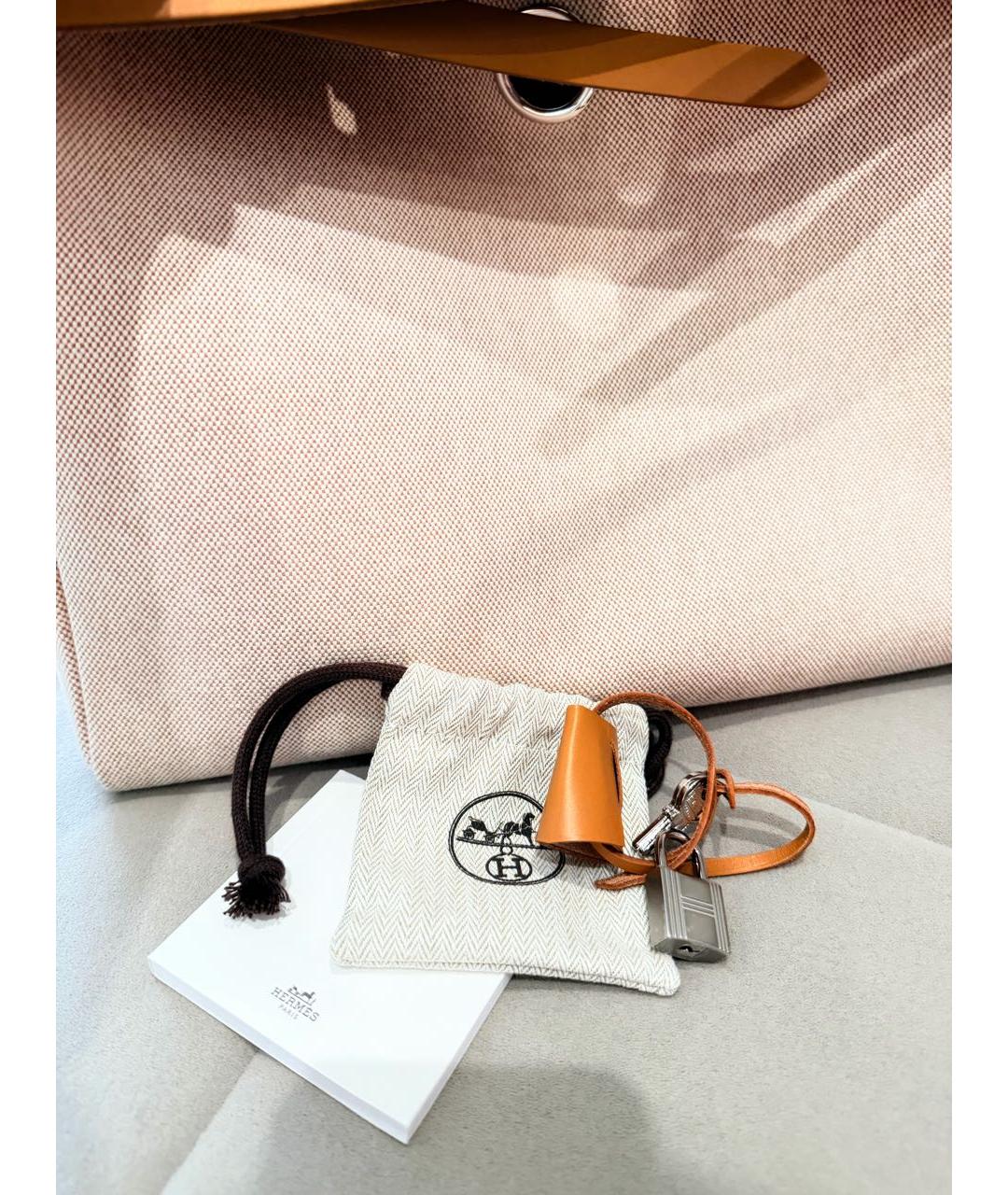 HERMES Оранжевая сумка через плечо из канвы, фото 6