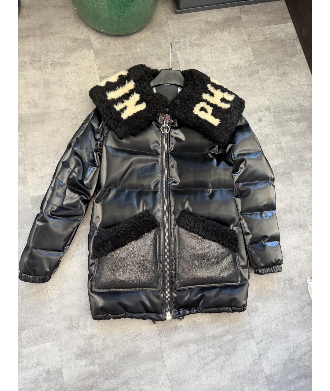 PHILIPP PLEIN Черный синтетический пуховик, фото 9