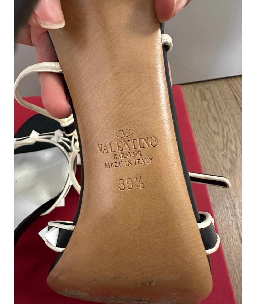 VALENTINO Черные кожаные босоножки, фото 4
