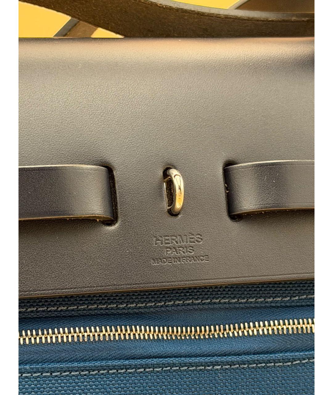 HERMES Синяя сумка через плечо из канвы, фото 7