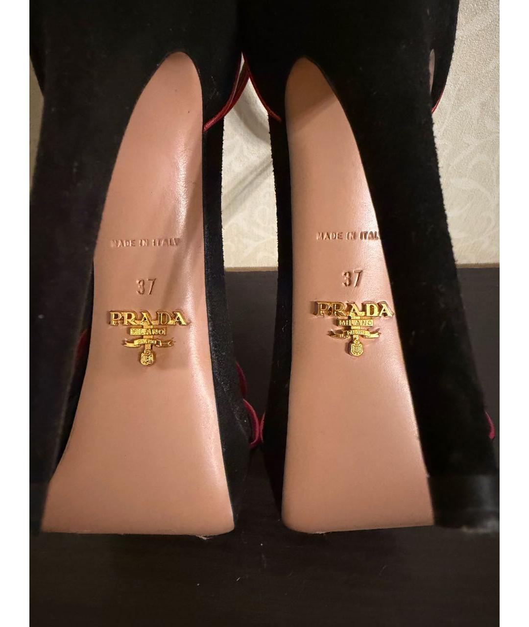 PRADA Черные кожаные босоножки, фото 5