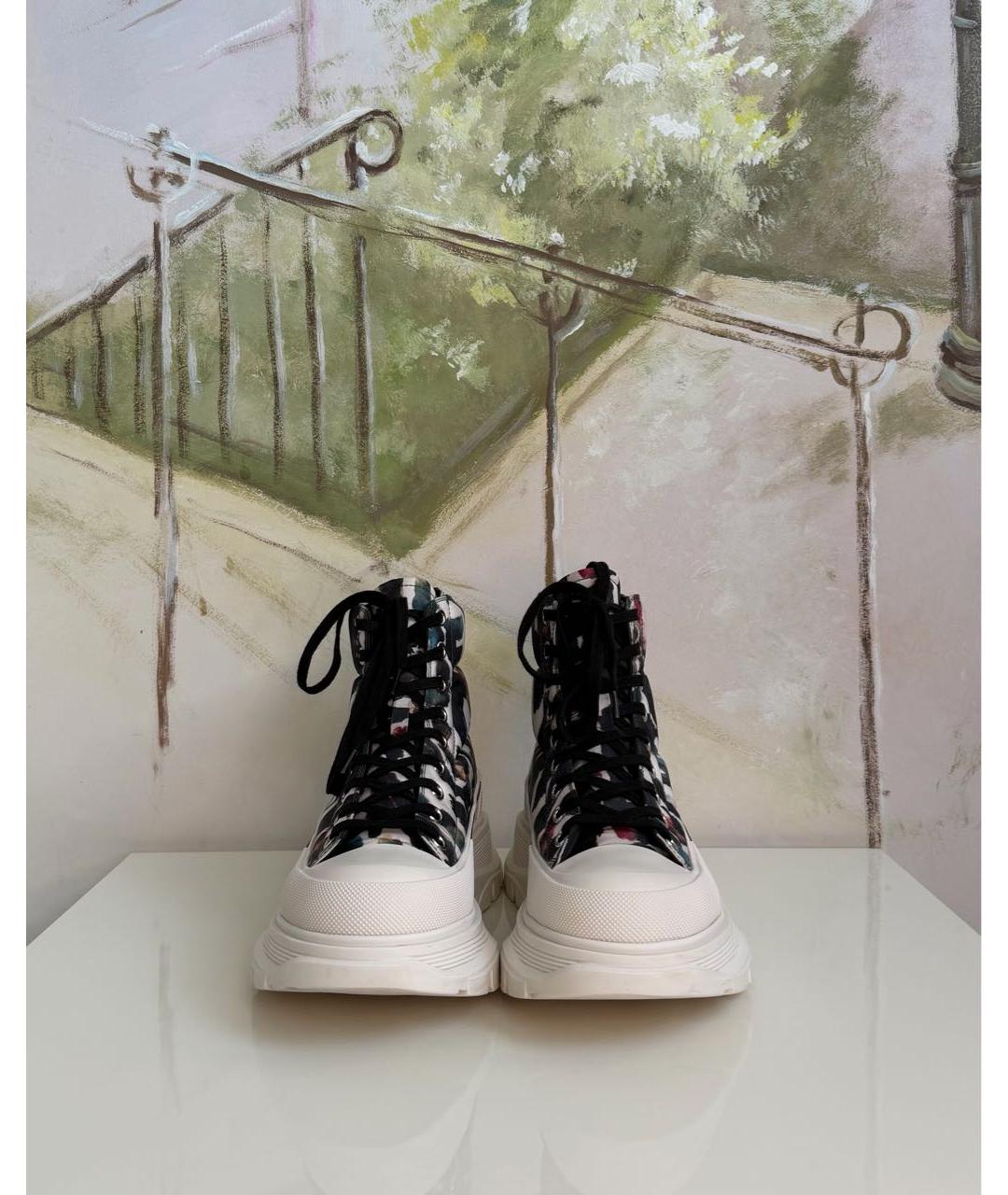ALEXANDER MCQUEEN Белые текстильные высокие кроссовки / кеды, фото 3