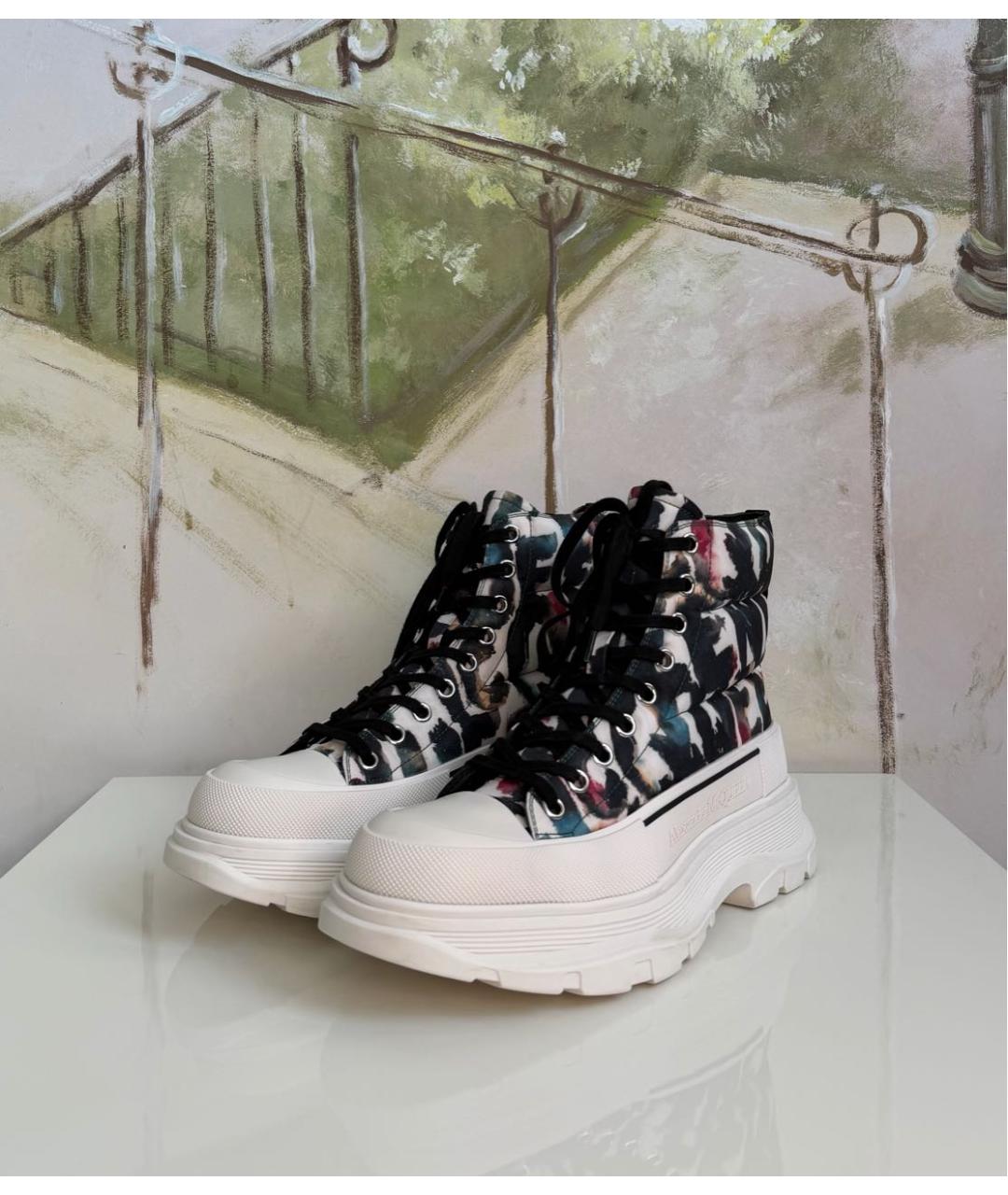 ALEXANDER MCQUEEN Белые текстильные высокие кроссовки / кеды, фото 2