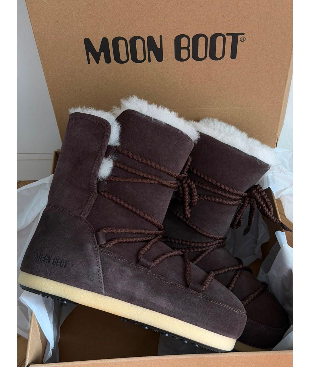 MOON BOOT Коричневые замшевые ботинки, фото 5