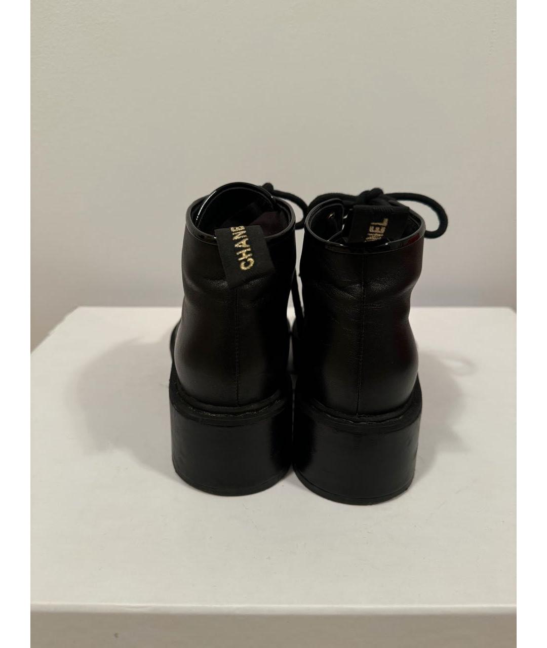 CHANEL Черные кожаные ботинки, фото 4