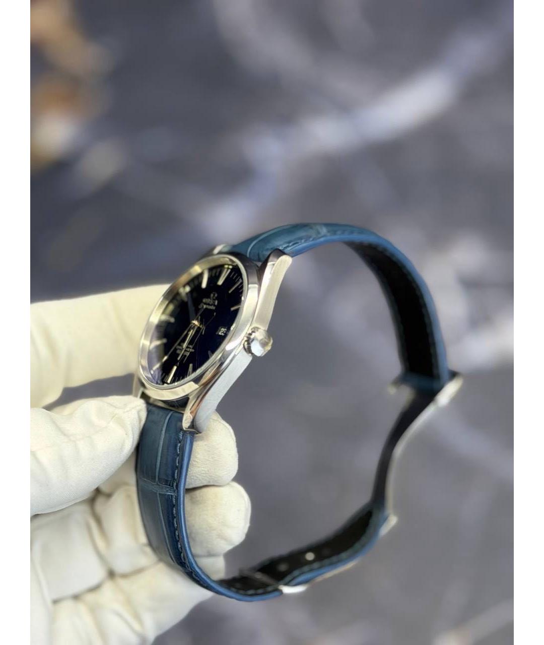 OMEGA Темно-синие металлические часы, фото 6