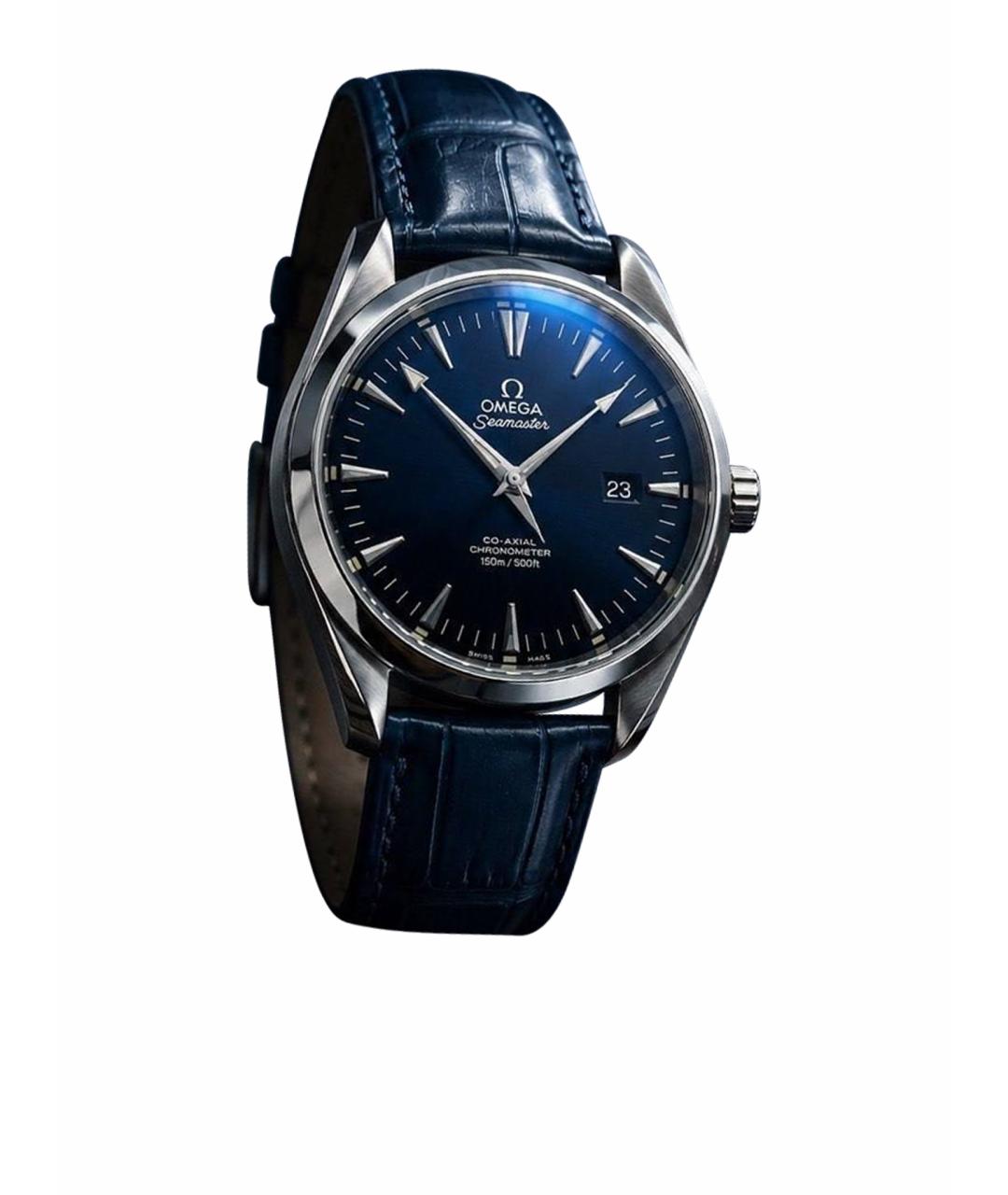 OMEGA Темно-синие металлические часы, фото 9