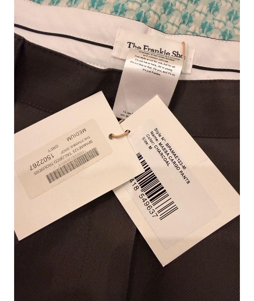 THE FRANKIE SHOP Антрацитовые полиэстеровые прямые брюки, фото 5