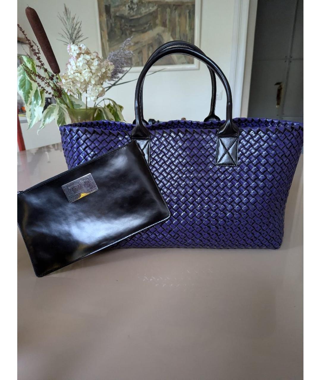 BOTTEGA VENETA Фиолетовая кожаная сумка тоут, фото 10