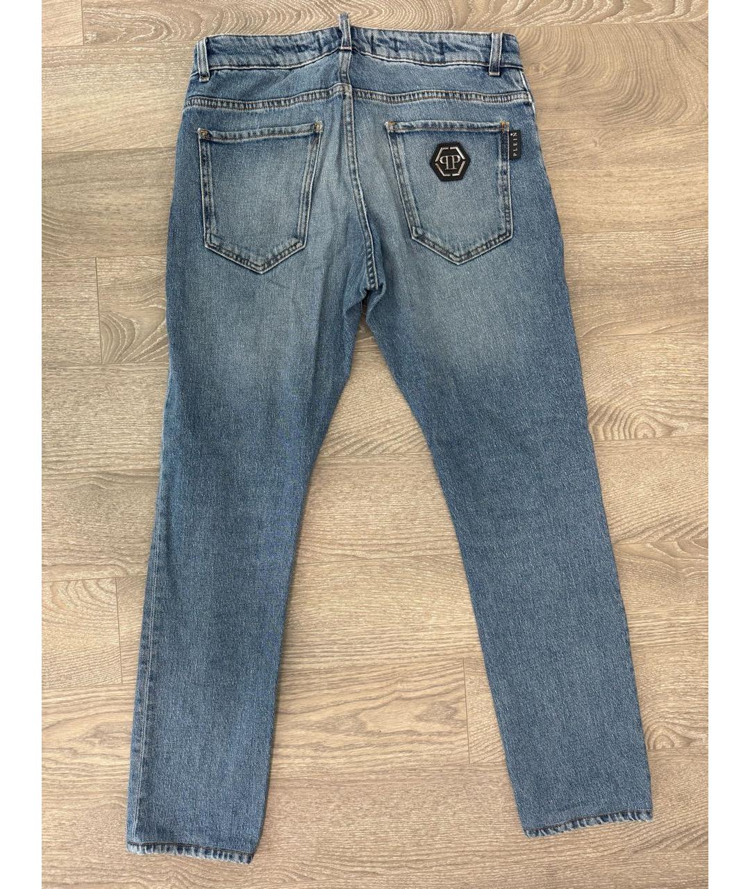 PHILIPP PLEIN Синие хлопковые прямые джинсы, фото 2