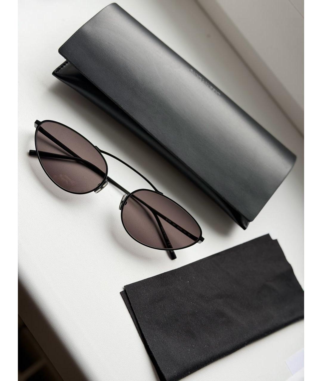 SAINT LAURENT Черные металлические солнцезащитные очки, фото 2