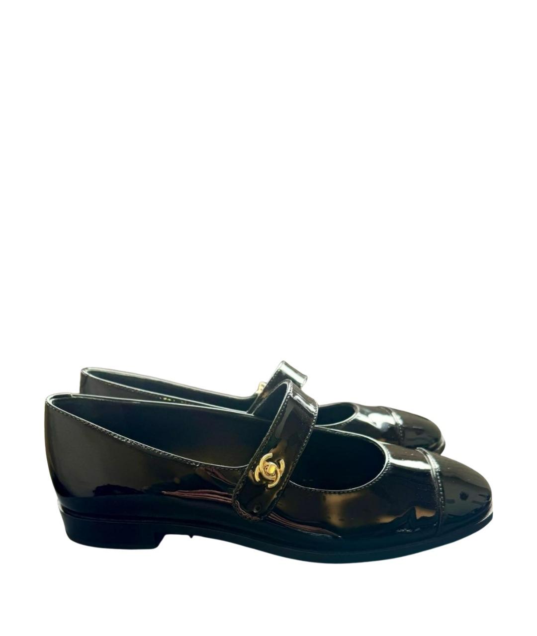 CHANEL Черные балетки из лакированной кожи, фото 1