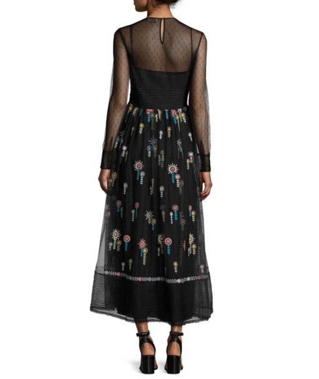 RED VALENTINO Черное сетчатое вечернее платье, фото 8