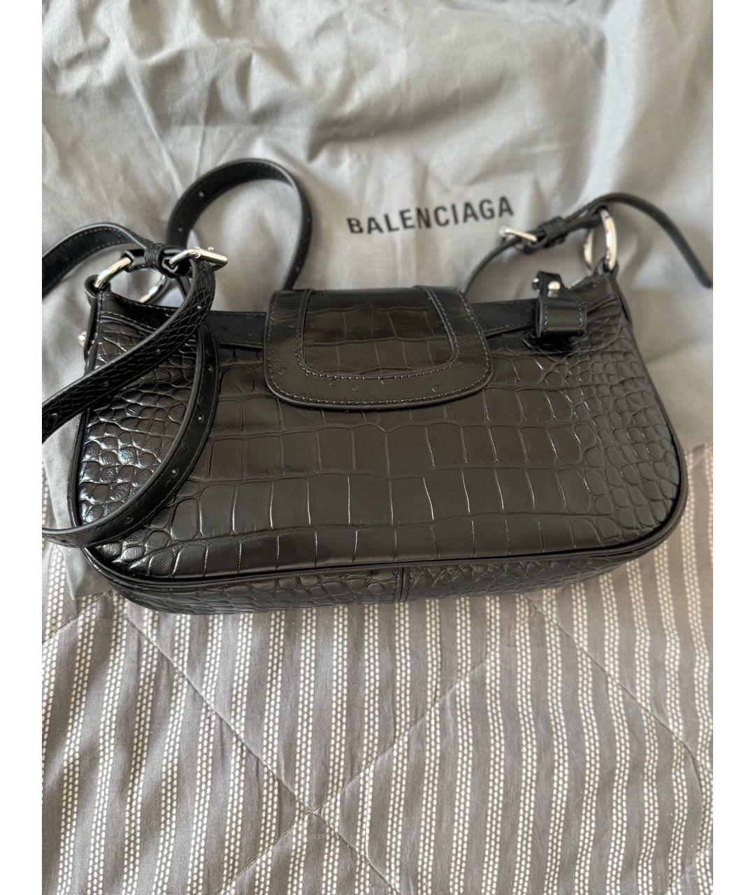 BALENCIAGA Черная кожаная сумка через плечо, фото 3