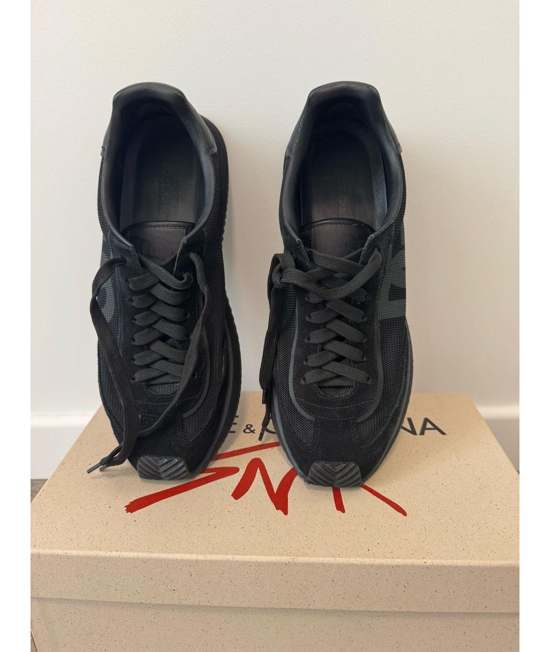 DOLCE&GABBANA Черные замшевые низкие кроссовки / кеды, фото 2