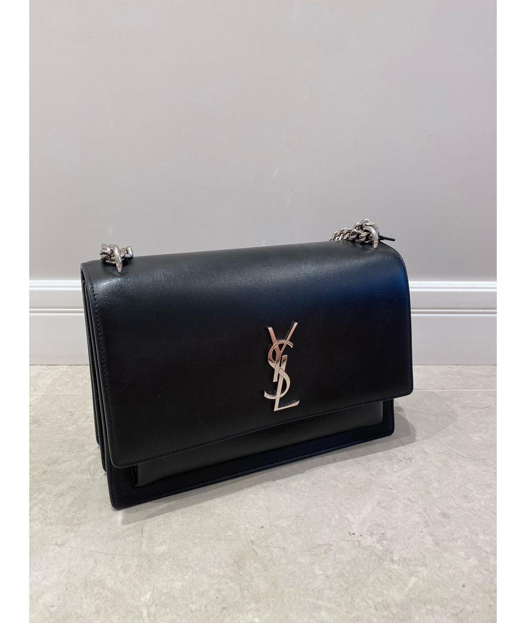 SAINT LAURENT Черная кожаная сумка через плечо, фото 2