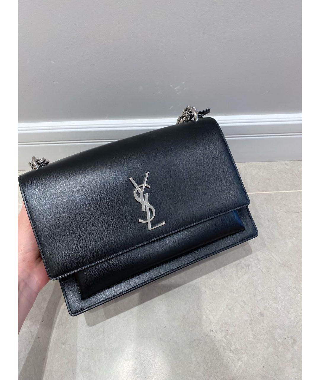SAINT LAURENT Черная кожаная сумка через плечо, фото 6