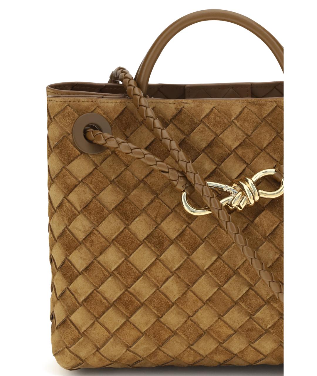 BOTTEGA VENETA Бежевая замшевая сумка с короткими ручками, фото 4