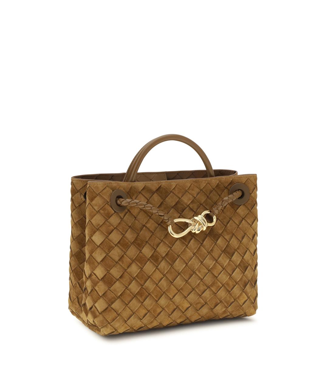 BOTTEGA VENETA Бежевая замшевая сумка с короткими ручками, фото 2
