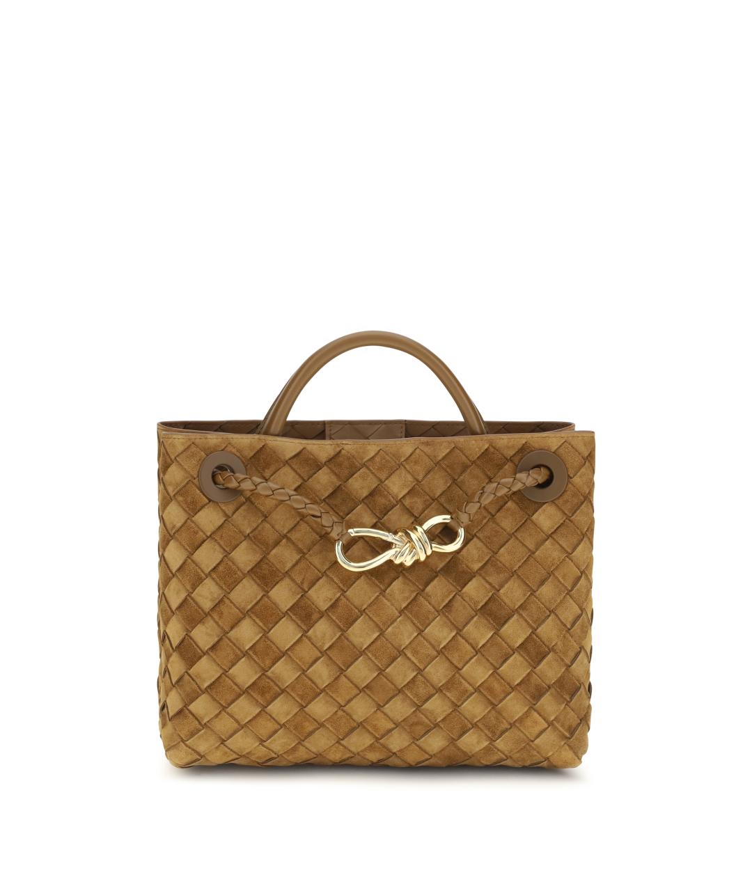 BOTTEGA VENETA Бежевая замшевая сумка с короткими ручками, фото 1