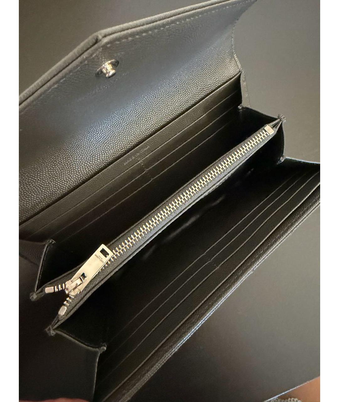 SAINT LAURENT Серый кожаный кошелек, фото 4
