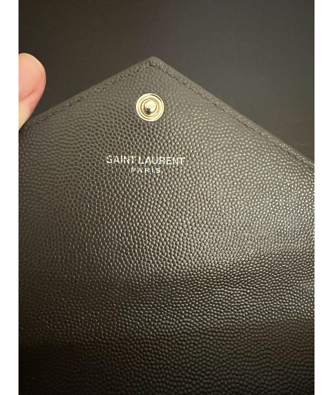 SAINT LAURENT Серый кожаный кошелек, фото 5