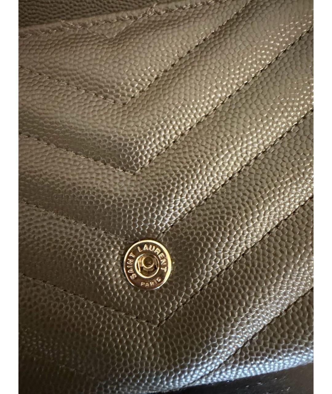 SAINT LAURENT Серый кожаный кошелек, фото 7