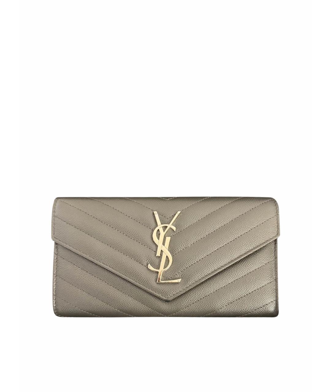 SAINT LAURENT Серый кожаный кошелек, фото 1