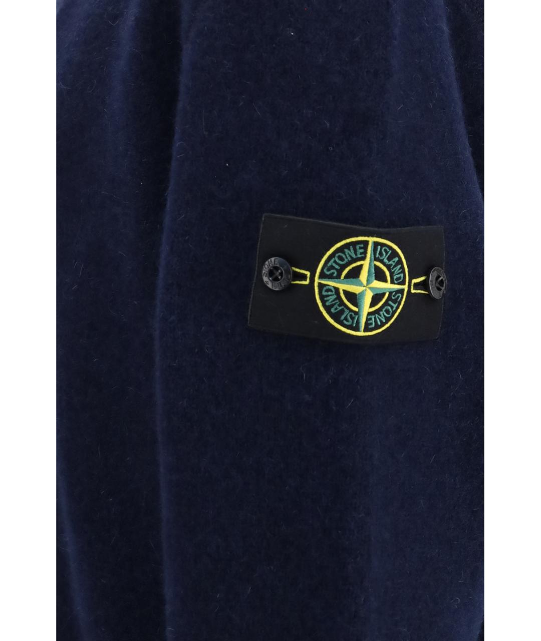 STONE ISLAND Темно-синий шерстяной кардиган, фото 3