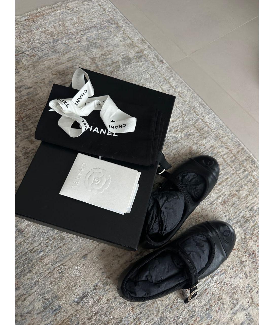 CHANEL Черные кожаные балетки, фото 7