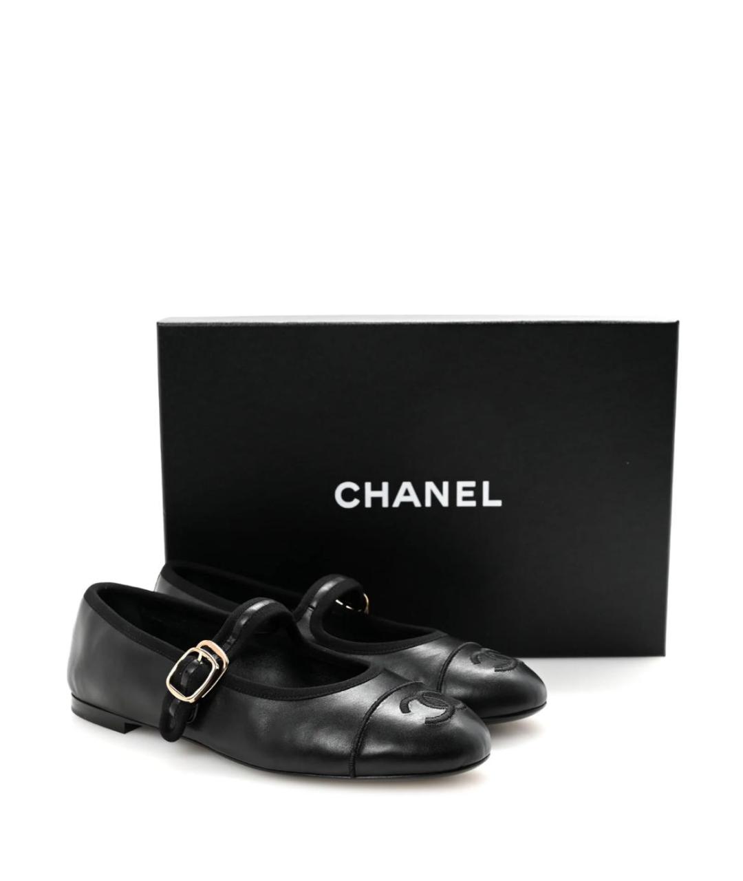 CHANEL Черные кожаные балетки, фото 8