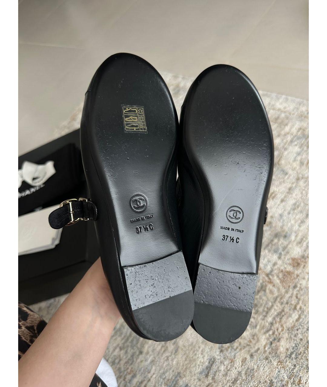CHANEL Черные кожаные балетки, фото 4