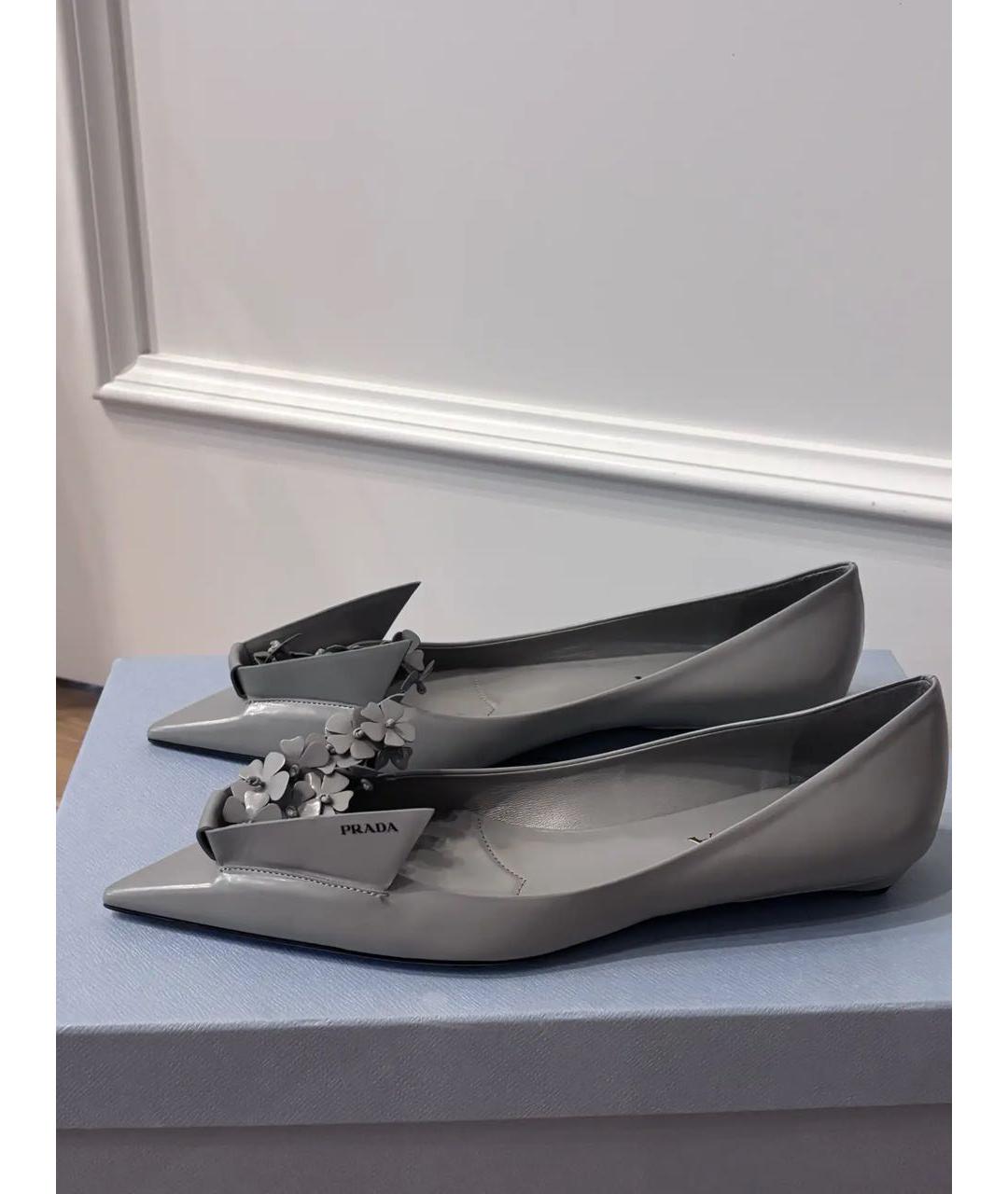 PRADA Серые кожаные туфли, фото 6