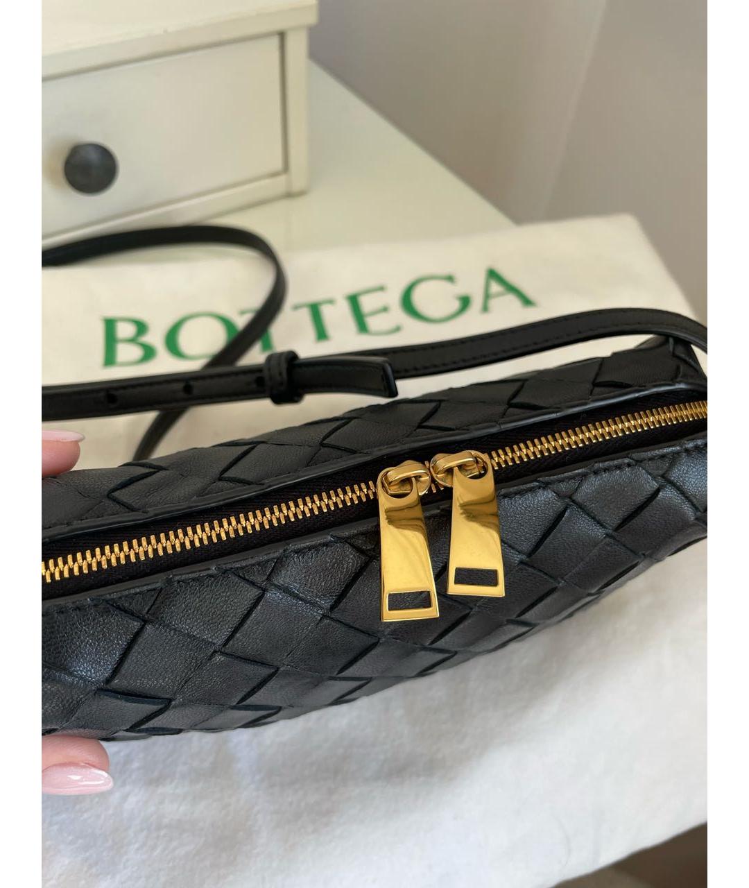 BOTTEGA VENETA Черная кожаная сумка через плечо, фото 7