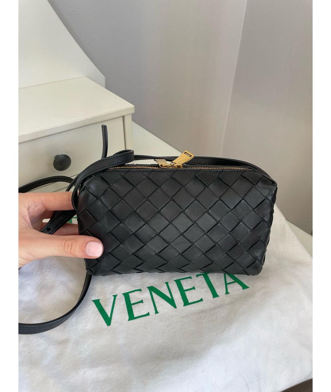 BOTTEGA VENETA Черная кожаная сумка через плечо, фото 3