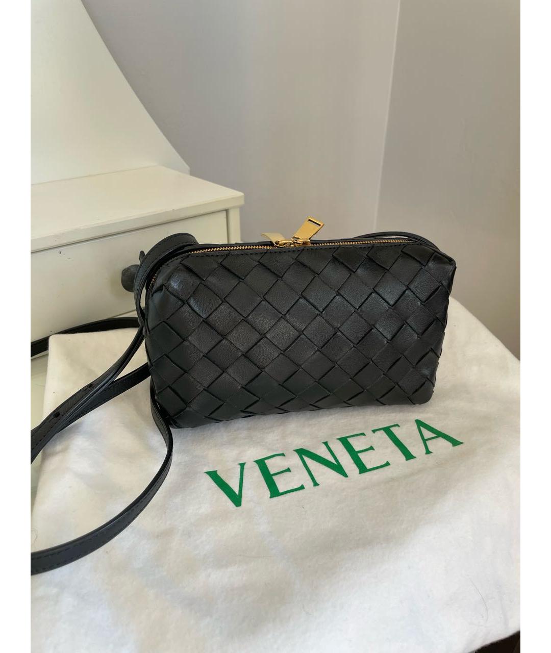 BOTTEGA VENETA Черная кожаная сумка через плечо, фото 2