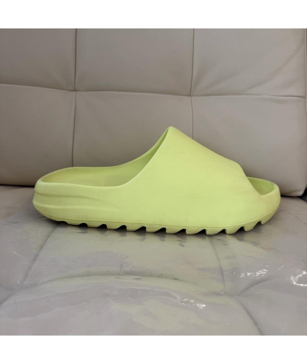 ADIDAS YEEZY Салатовые резиновые шлепанцы, фото 7