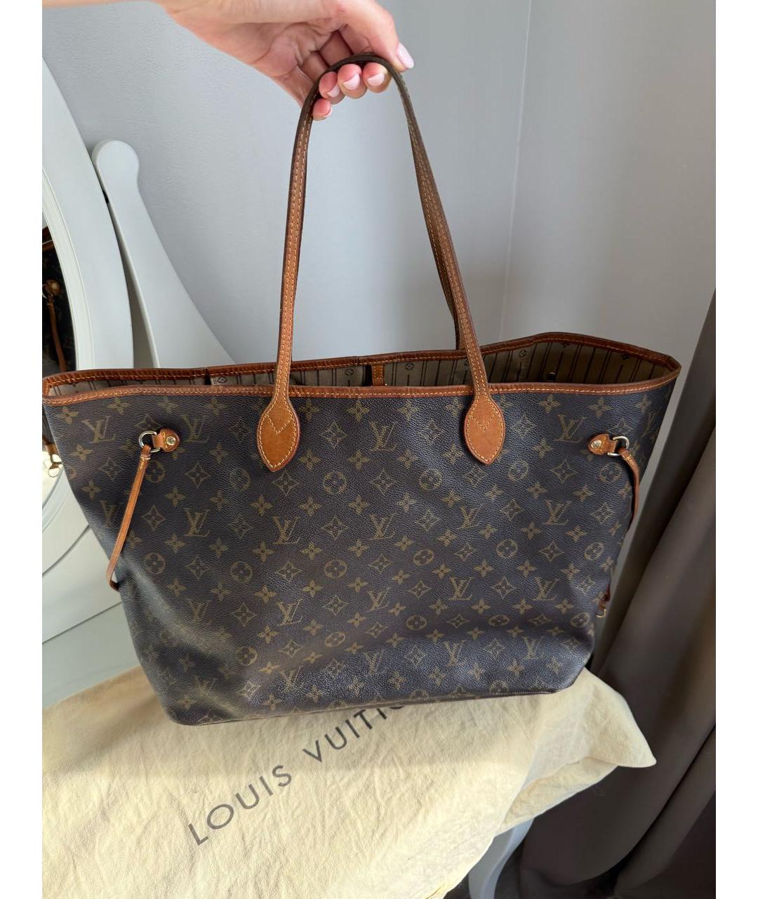 LOUIS VUITTON Коричневая сумка тоут из канвы, фото 7