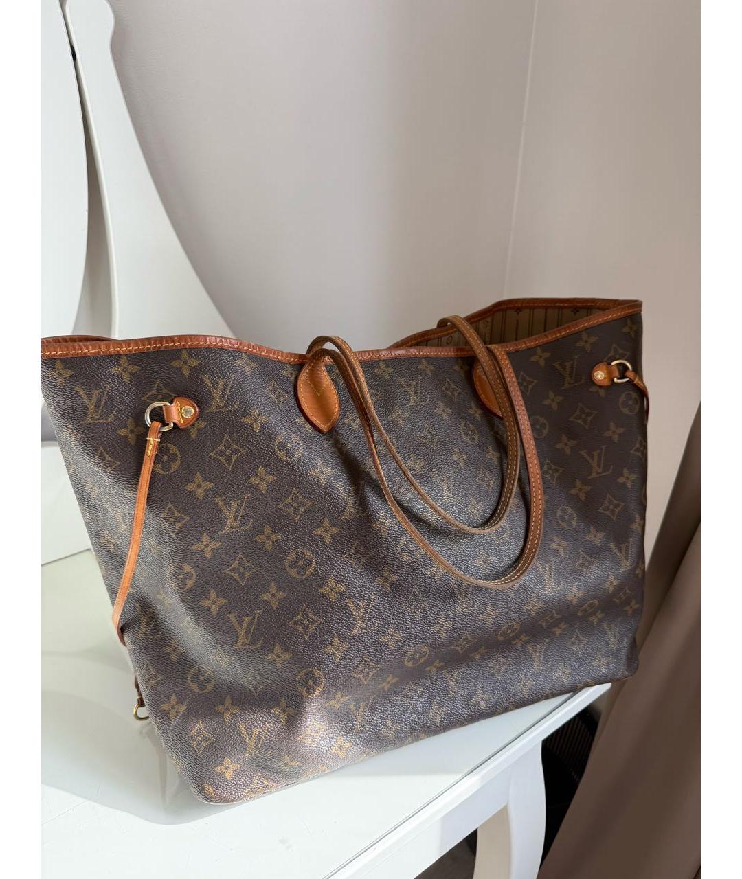 LOUIS VUITTON Коричневая сумка тоут из канвы, фото 3