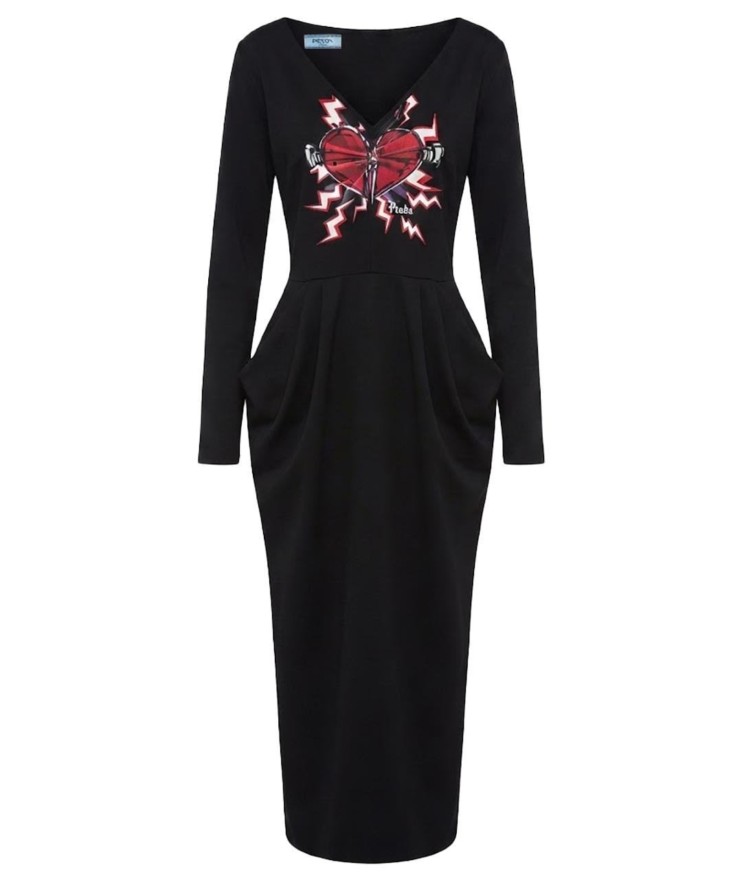 PRADA Черное хлопковое повседневное платье, фото 1